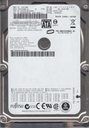 MHZ2080BH G1 Fujitsu 80GB SATA 2.5 Inch Hard Drive